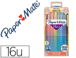 Papermate Rotulador Flair Original Punta Fibra Estuche Rigido 16 Unidades Colores Surtidos