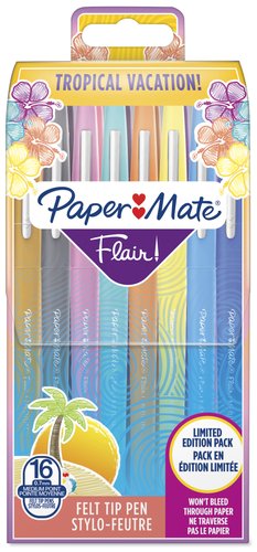 Papermate Flair Original Rotuladores de Punta de Fibra Tropical, 16 Unidades Surtidas Papermate Flair Original Rotuladores de Punta de Fibra Tropical, 16 Unidades Surtidas