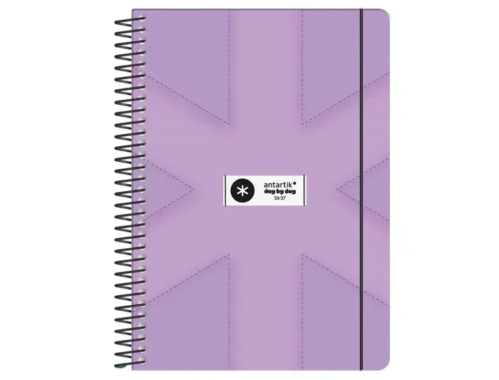 Antartik Agenda Escolar 26-27 Espiral Pack and Go Día Página A5+ Bilingüe 80g Papel FSC Morado