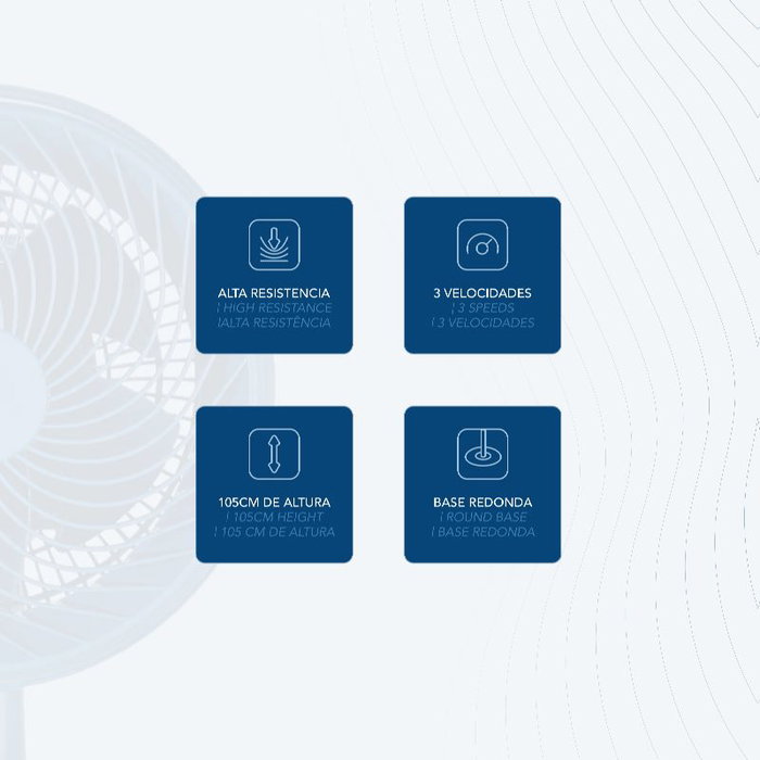 Daewoo Ventilador de Sobremesa High Speed 25 cm (10") 80W Base Redonda Azul