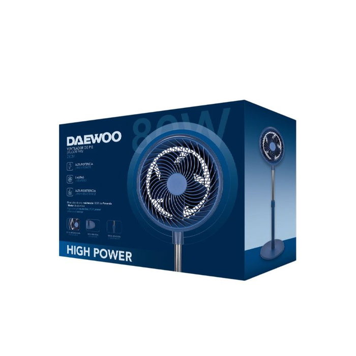 Daewoo Ventilador de Sobremesa High Speed 25 cm (10") 80W Base Redonda Azul