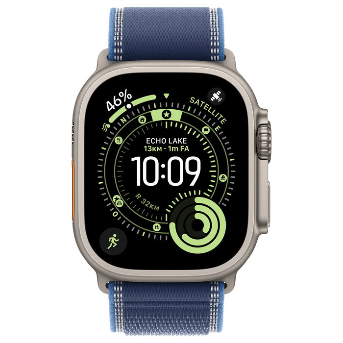 Apple Watch Ultra 3 Titanio con Celular 49mm Trail Loop Color Natur Azul/Azul Claro S/M