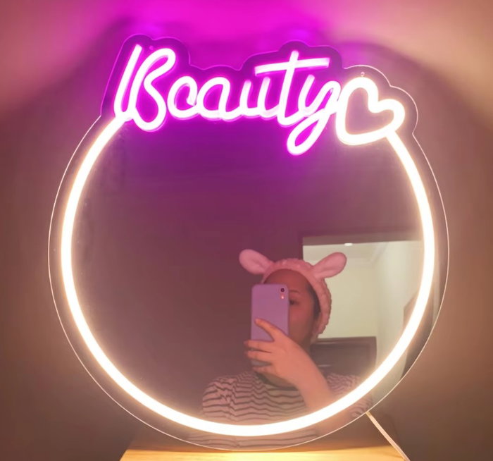 DKD Home Decor Espejo LED Beauty Multicolor 40x40 cm