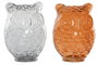 DKD Home Decor Decoración Luminosa Buho Transparente Ámbar Cristal Led 12 x 20 x 15 cm (2 Unidades)