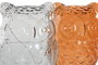 DKD Home Decor Decoración Luminosa Buho Transparente Ámbar Cristal Led 12 x 20 x 15 cm (2 Unidades)