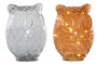 DKD Home Decor Decoración Luminosa Buho Transparente Ámbar Cristal Led 12 x 20 x 15 cm (2 Unidades)