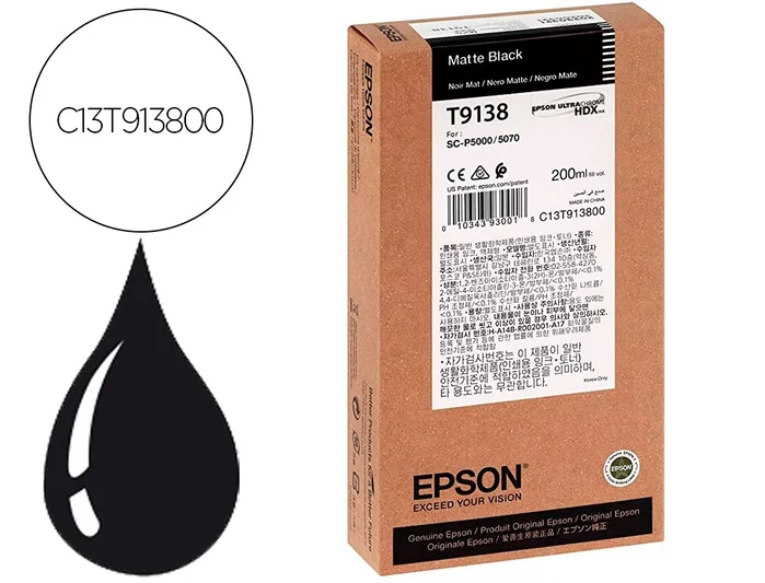 Epson T9138 Cartucho de tinta Negro mate 200 ml