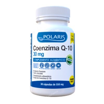 POLARIS Coenzima Q10 30Mg. 30Cap. Suplemento para el Sistema Cardiovascular Sin Gluten Sin Lactosa POLARIS Coenzima Q10 30Mg. 30Cap. Suplemento para el Sistema Cardiovascular Sin Gluten Sin Lactosa