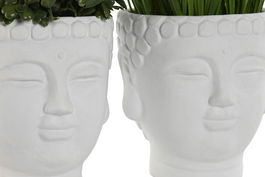 DKD Home Decor Planta Oriental Blanco Verde 12 x 21.5 x 12 cm (6 Unidades)