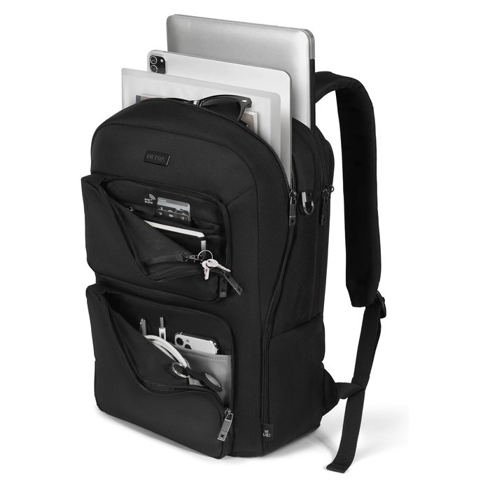 Dicota Mochila SEVEN 14-16" Negro, 16 Pulgadas, 24 Litros, Reciclada, con Compartimento para Tableta y Múltiples Bolsillos - DICOTA GmbH
