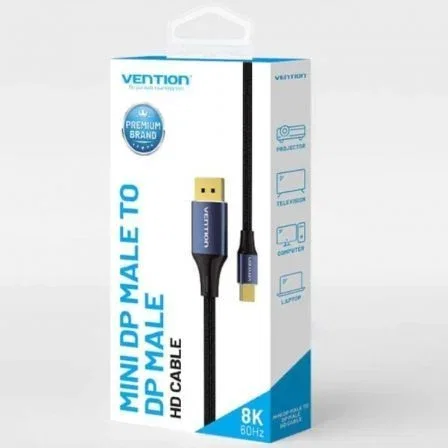 Vention Cable Conversor DisplayPort 1.4 8K Hcflh DisplayPort Macho a Mini DisplayPort Macho 2m Negro y Azul