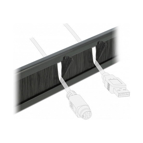 DeLOCK Panel pasacables con cepillo 1U 19 pulg. Negro