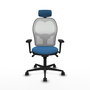 PIQUERAS Y CRESPO Silla de oficina Jorquera con mecanismo Sincro, Azul claro y Blanco
