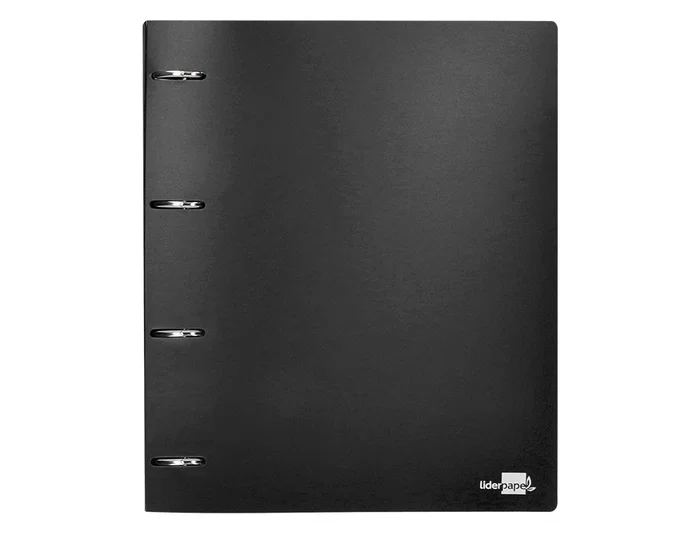 Liderpapel Carpeta de 4 anillas de 40 mm, DIN A4, Negro opaco