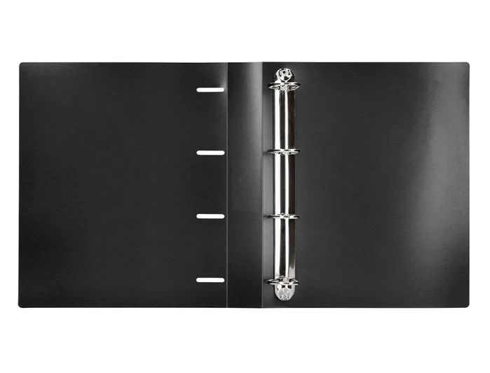 Liderpapel Carpeta de 4 anillas de 40 mm, DIN A4, Negro opaco