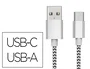 Q-connect Cable USB-C a USB-A en nailon blanco 1m