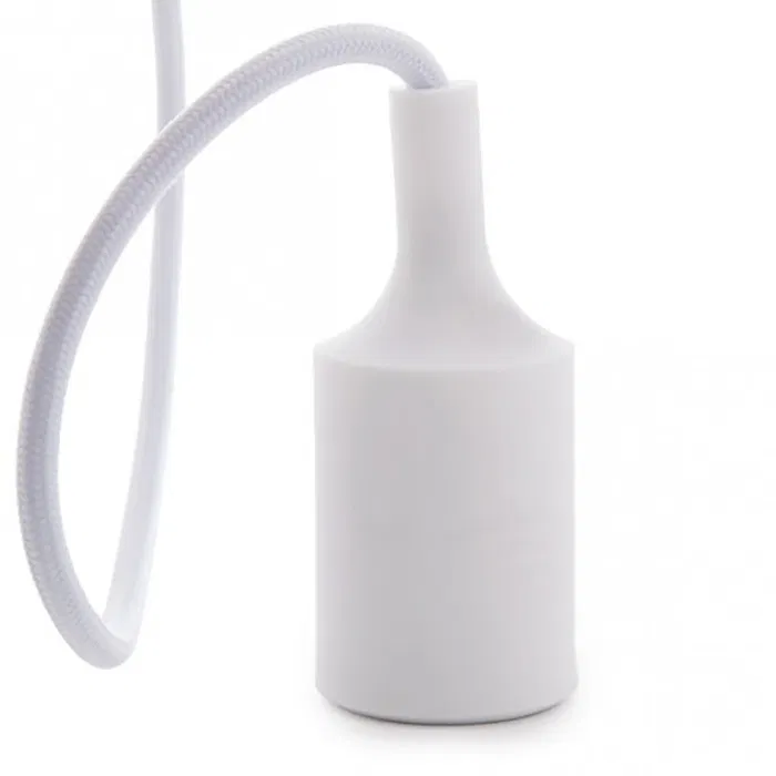 Portalámparas E27 con Cable de Tela y Rosetón Blanco - Cable Colgante para Lámpara Moderna