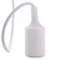 Portalámparas E27 con Cable de Tela y Rosetón Blanco - Cable Colgante para Lámpara Moderna