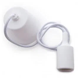 Portalámparas E27 con Cable de Tela y Rosetón Blanco - Cable Colgante para Lámpara Moderna