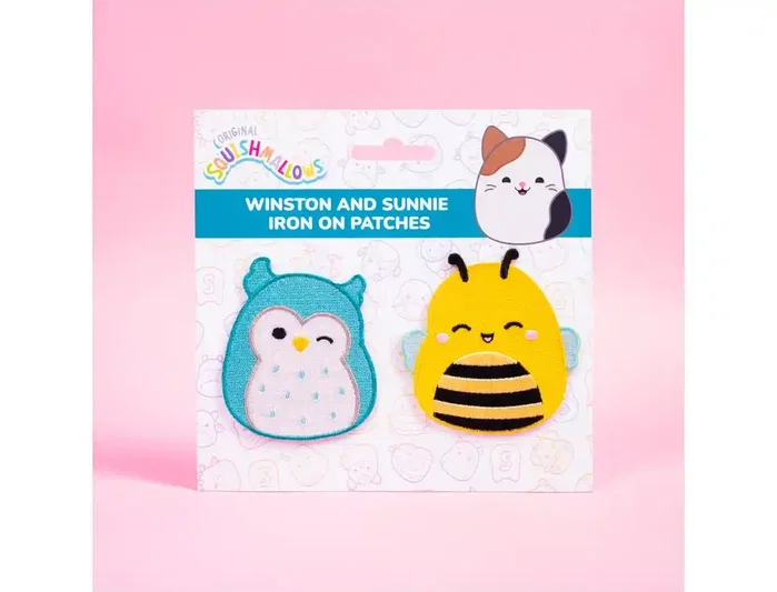 Wondee Set de 12 Parches para Planchar Squishmallow, Personajes Winston el Búho y Sunny la Abeja, Personalización de Ropa y Accesorios Wondee Set de 12 Parches para Planchar Squishmallow, Personajes Winston el Búho y Sunny la Abeja, Personalización de Ropa y Accesorios