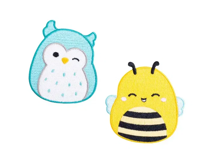 Wondee Set de 12 Parches para Planchar Squishmallow, Personajes Winston el Búho y Sunny la Abeja, Personalización de Ropa y Accesorios Wondee Set de 12 Parches para Planchar Squishmallow, Personajes Winston el Búho y Sunny la Abeja, Personalización de Ropa y Accesorios