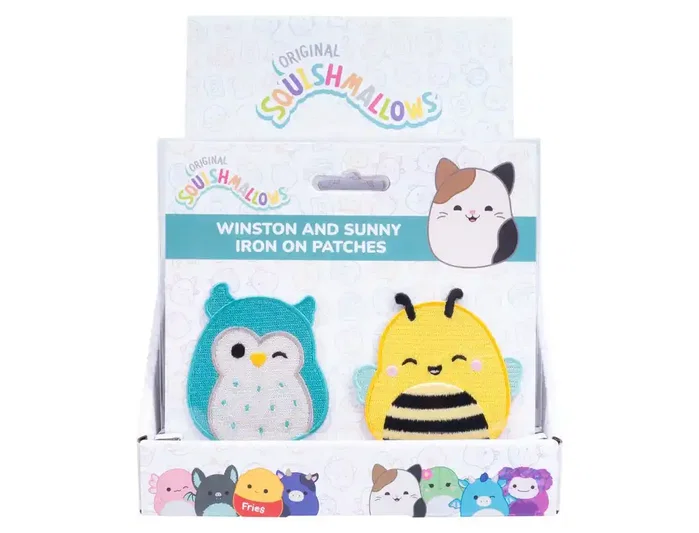 Wondee Set de 12 Parches para Planchar Squishmallow, Personajes Winston el Búho y Sunny la Abeja, Personalización de Ropa y Accesorios Wondee Set de 12 Parches para Planchar Squishmallow, Personajes Winston el Búho y Sunny la Abeja, Personalización de Ropa y Accesorios