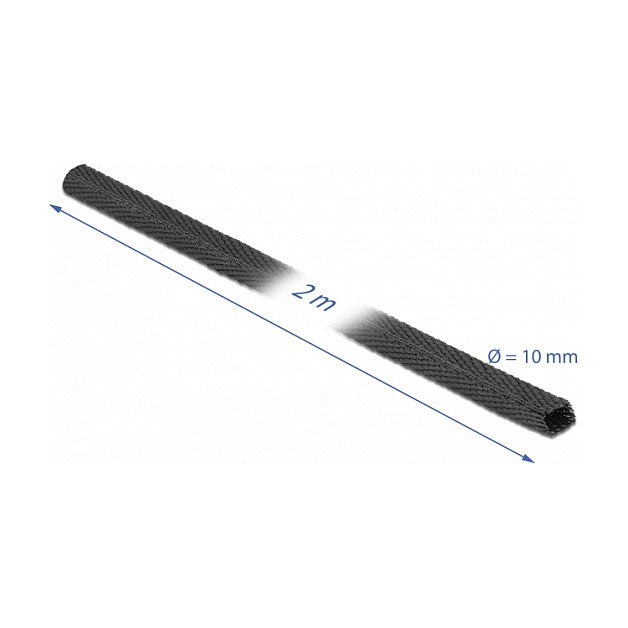DeLOCK Tubo termorretráctil de tela 2 m x 10 mm negro
