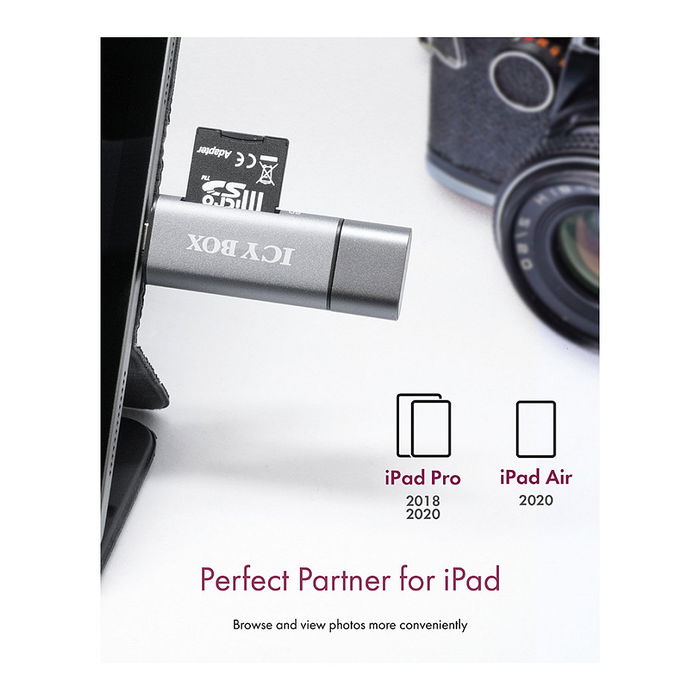 ICY BOX IB-CR200-C Lector de Tarjetas Multi-USB SD/MicroSD, Compatible con Tarjetas SD y MicroSD, Conexión USB 2.0