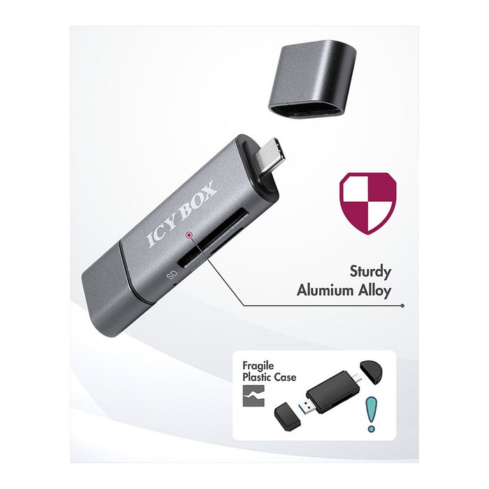 Icy IB-CR200-C Lector de tarjetas SD/microSD USB 2.0 USB-C Icy IB-CR200-C Lector de tarjetas SD/microSD USB 2.0 USB-C