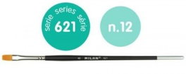 MILAN Pincel Sintético Plano Nº 12 Serie 621 Mango Corto (Pack de 6)