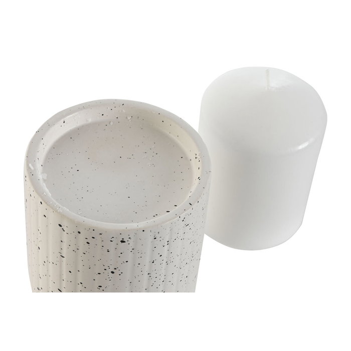 DKD Home Decor Set de 2 Velas de Cera de Parafina con Soporte de Cerámica