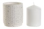 DKD Home Decor Vela Blanca Set 2 Piezas Cera Parafina y Cerámica 9 x 20 x 9 cm