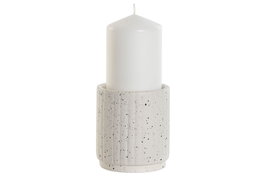DKD Home Decor Vela Blanca Set 2 Piezas Cera Parafina y Cerámica 9 x 20 x 9 cm