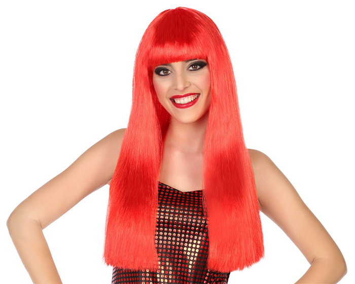 Peluca Larga Lisa Roja Con Flequillo 60 cm 120 gr Peluca Larga Lisa Roja Con Flequillo 60 cm 120 gr