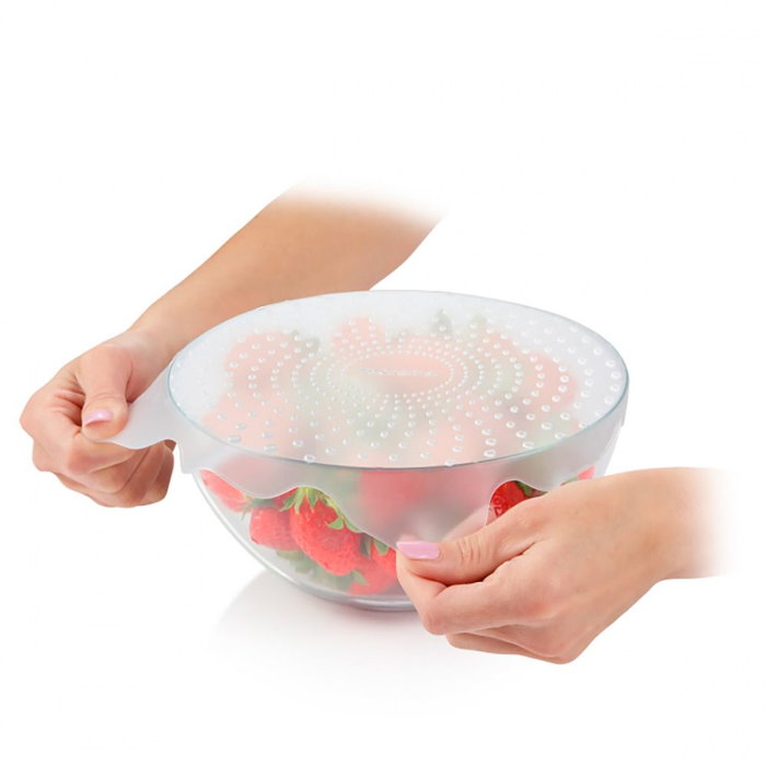 Tescoma 4food Tapas flexibles de silicona para boles, ø17 y 23 cm, 2 unidades