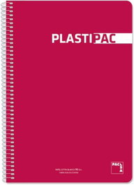 PACSA Pack de 5 Blocs Espiral Plastipac Rojo, 80 Hojas, Cuadrícula 4x4, Folio