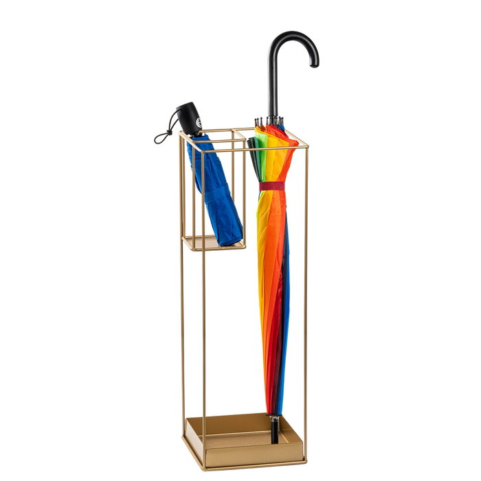 Aberto Design Paragüero 008 de Metal Dorado Elegante para Entrada de Hogar, Diseño Funcional y Sofisticado, 20x20x61 cm