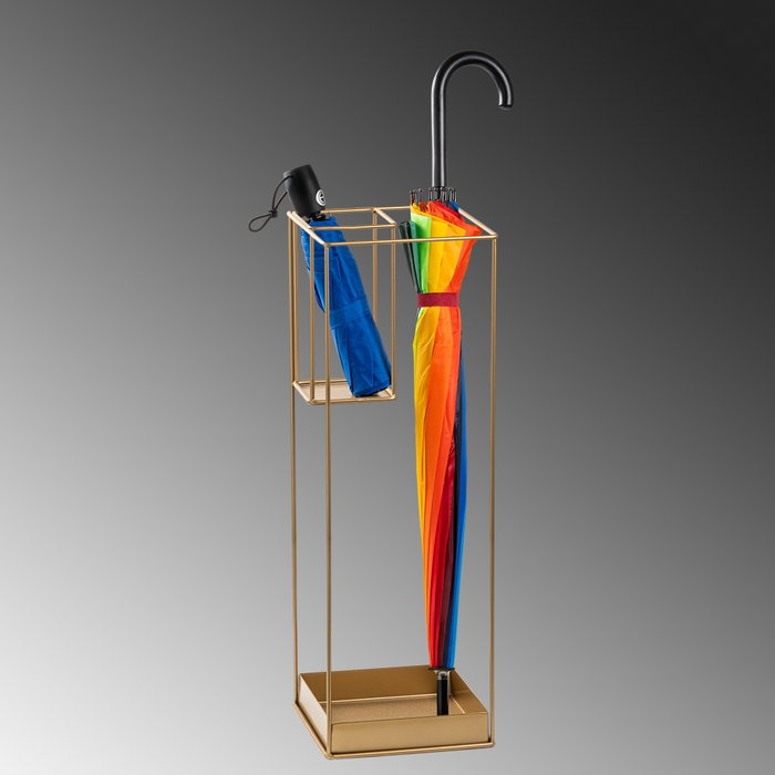 Aberto Design Paragüero 008 de Metal Dorado Elegante para Entrada de Hogar, Diseño Funcional y Sofisticado, 20x20x61 cm