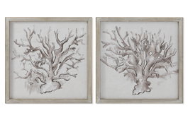 DKD Home Decor Cuadro Mediterraneo Crema Blanco 2 x 50 x 50 cm (4 Unidades)