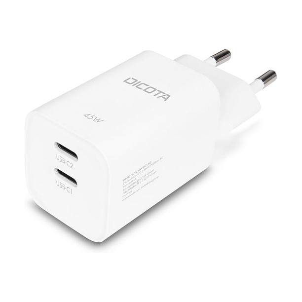 DICOTA Cargador de pared GaN de 2 puertos (45W) EU blanco DICOTA Cargador de pared GaN de 2 puertos (45W) EU blanco