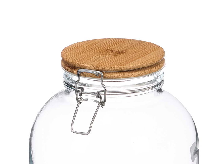 Vivalto Tarro Hermético con Tapa Bambú 4 L Vidrio Transparente 17,5 x 27,5 x 17,5 cm (Set de 6)