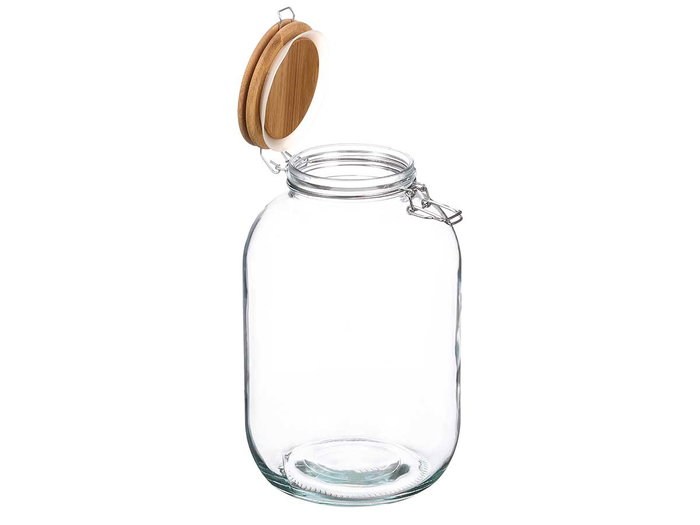 Vivalto Tarro Hermético con Tapa Bambú 4 L Vidrio Transparente 17,5 x 27,5 x 17,5 cm (Set de 6)