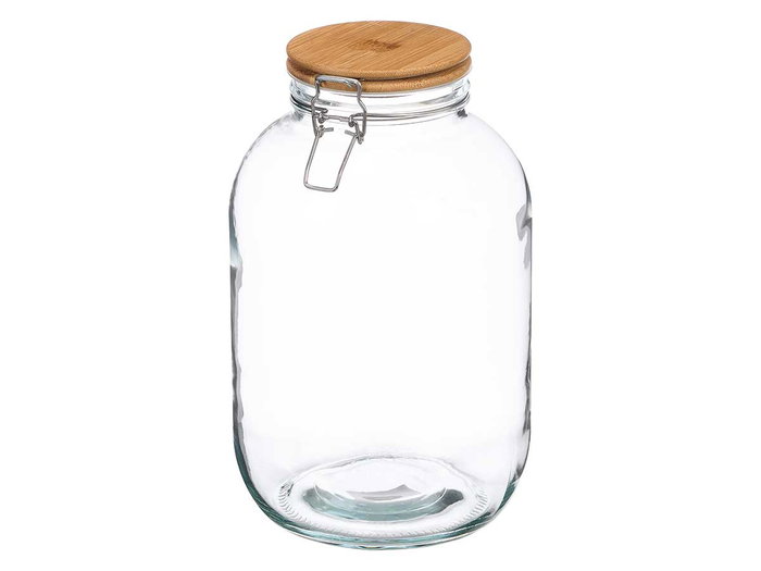 Vivalto Tarro Hermético con Tapa Bambú 4 L Vidrio Transparente 17,5 x 27,5 x 17,5 cm (Set de 6)
