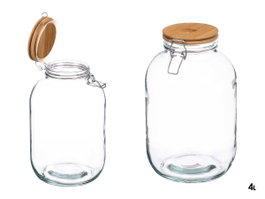 Vivalto Tarro Hermético con Tapa Bambú 4 L Vidrio Transparente 17,5 x 27,5 x 17,5 cm (Set de 6)