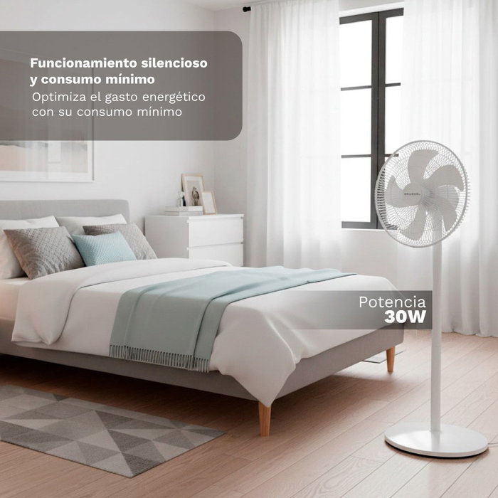 Grunkel FS-14PR Ventilador de Pie Ultrasilencioso de 30W con 7 Aspas