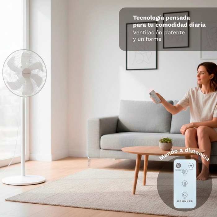 Grunkel FS-14PR Ventilador de Pie Ultrasilencioso de 30W con 7 Aspas