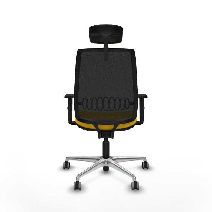 PIQUERAS Y CRESPO Silla de oficina Alares con mecanismo traslack, malla negra y similpiel amarillo PIQUERAS Y CRESPO Silla de oficina Alares con mecanismo traslack, malla negra y similpiel amarillo
