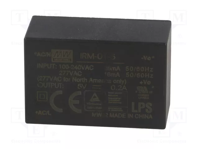 MEAN WELL IRM-01-5 Convertidor AC/DC 1W 5V DC MEAN WELL IRM-01-5 Convertidor AC/DC 1W 5V DC