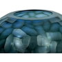 DKD Home Decor Jarrón de Cristal Glaseado Azul Petróleo 33x33x14 cm