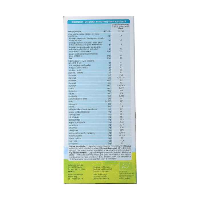Holle Leche de Continuación 2 Bio 6m+ 600g